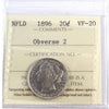 1896 Newfoundland Obv. 2 20-cents ICCS Certified VF20