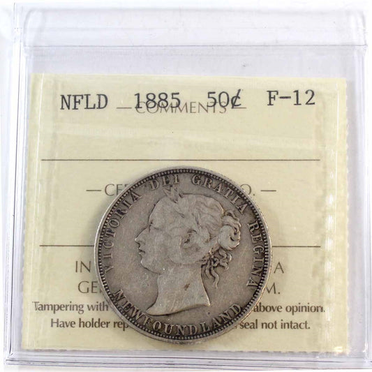 1885 Newfoundland 50-cents ICCS Certified F12