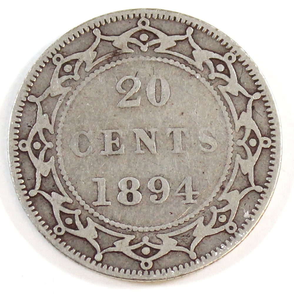 1894 Obv. 2 Newfoundland 20-cents Very Good (VG8)