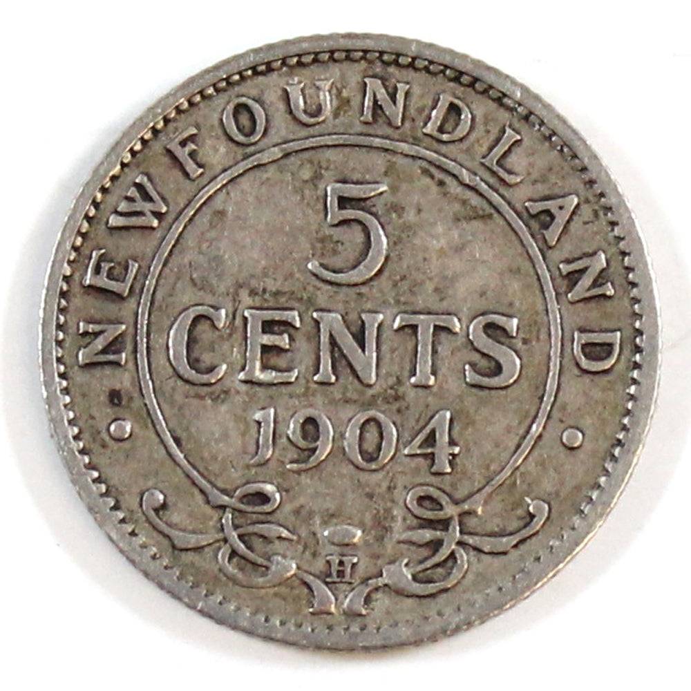 1904 Newfoundland 5-cents VG-F (VG10)