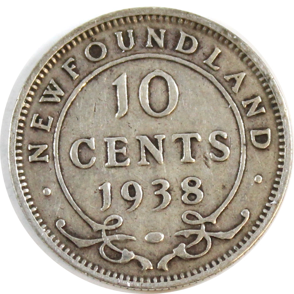 1938 Newfoundland 10-cents Very Good (VG8)