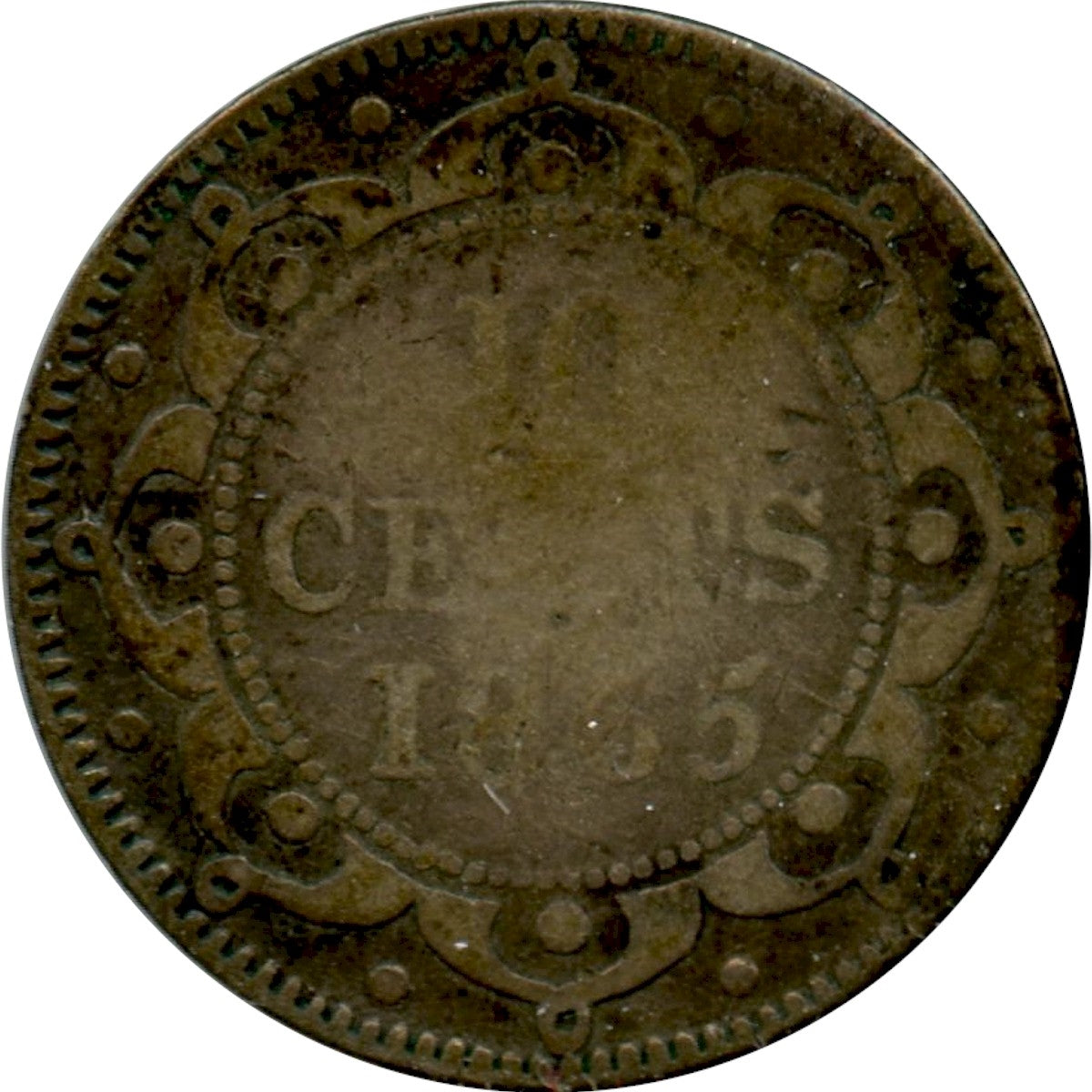 1865 Newfoundland 10-cents Very Good (VG8)