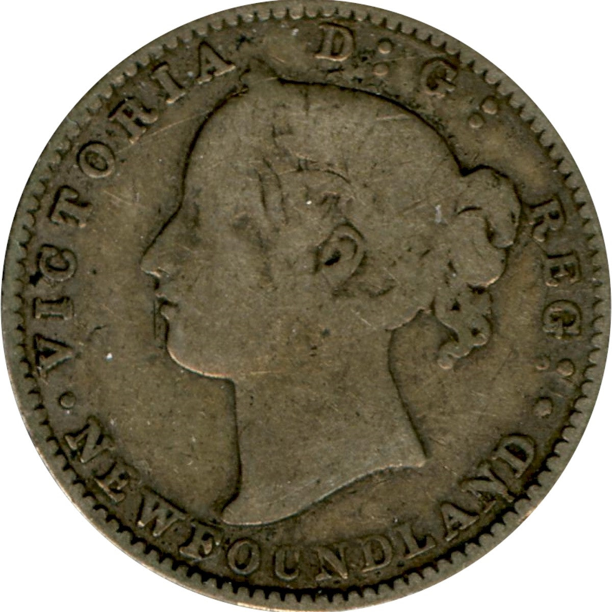1865 Newfoundland 10-cents About Good (AG3)
