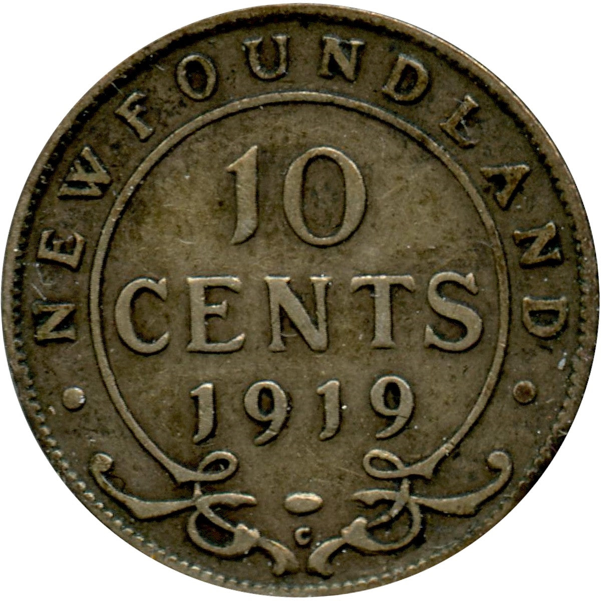 1919C Newfoundland 10-cents Fine (F12)