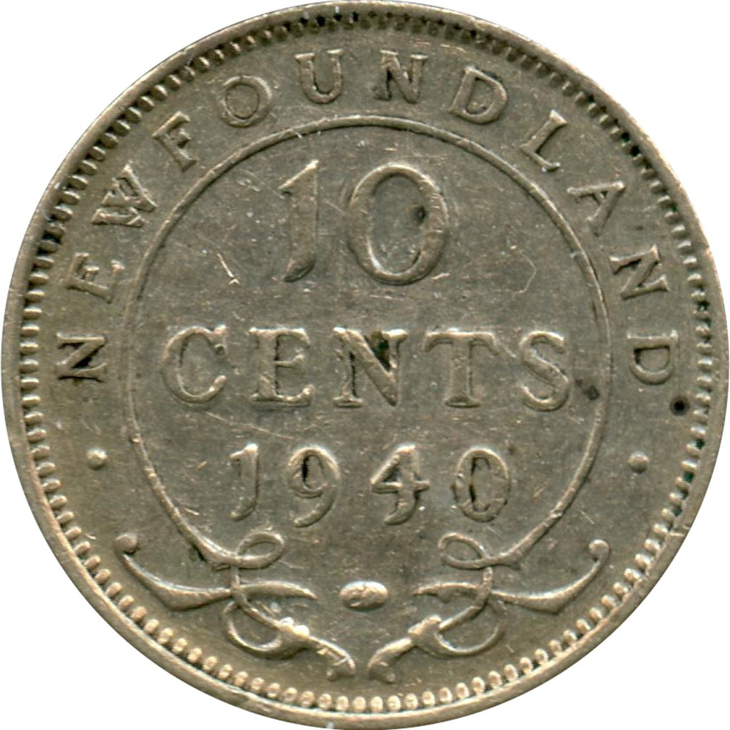 1940 Re-Engraved Newfoundland 10-cents VF-EF (VF30)
