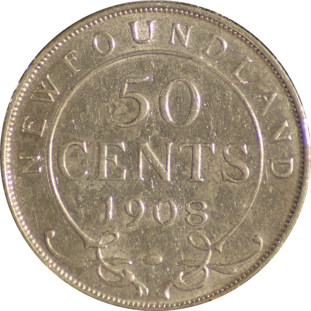 1908 Newfoundland 50-cents EF-AU (EF45)