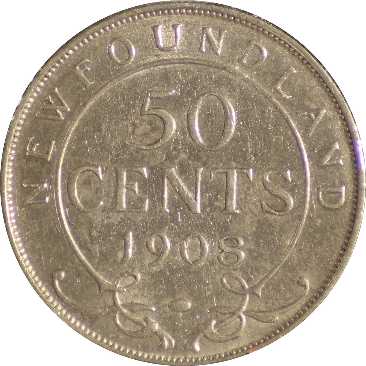 1908 Newfoundland 50-cents EF-AU (EF45)