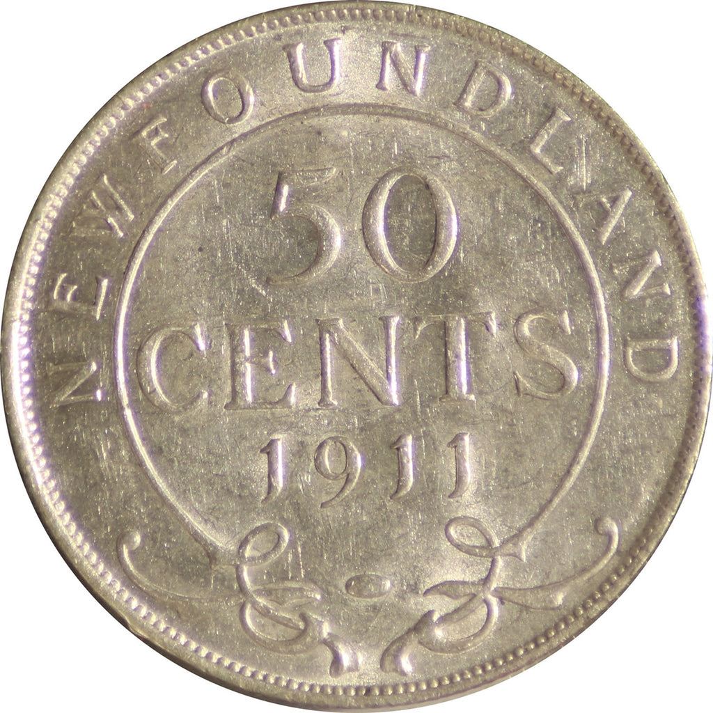 1911 Newfoundland 50-cents Almost Uncirculated (AU50)