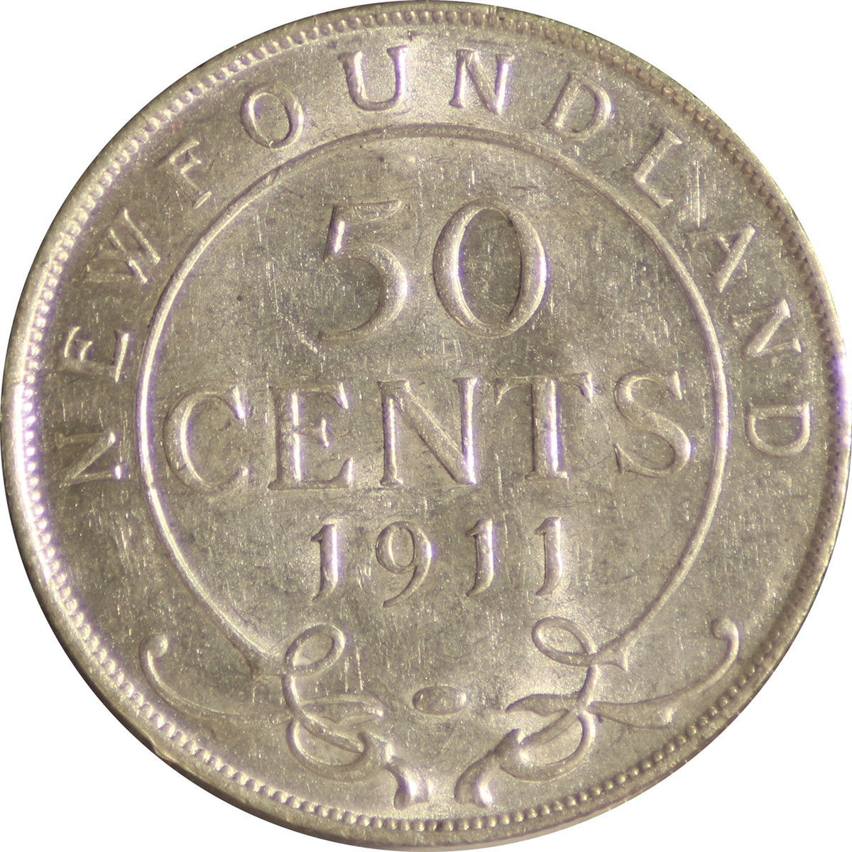 1911 Newfoundland 50-cents Almost Uncirculated (AU50)