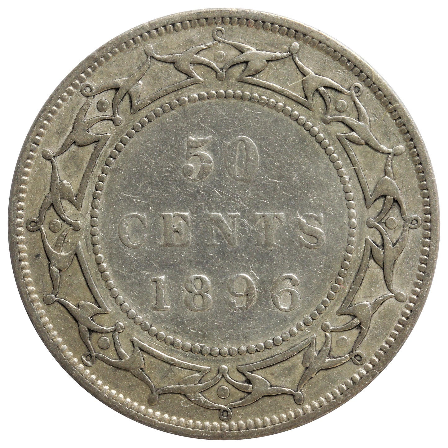 1896 Obv. 2 Small W, Obverse 2 Newfoundland 50-cents ICCS Certified VF20