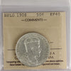 1908 Newfoundland 50-cents ICCS Certified EF40