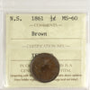 1861 Nova Scotia 1/2 Cent ICCS Certified MS60 Brown