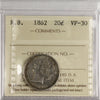 1862 New Brunswick 20-cents ICCS Certified VF30