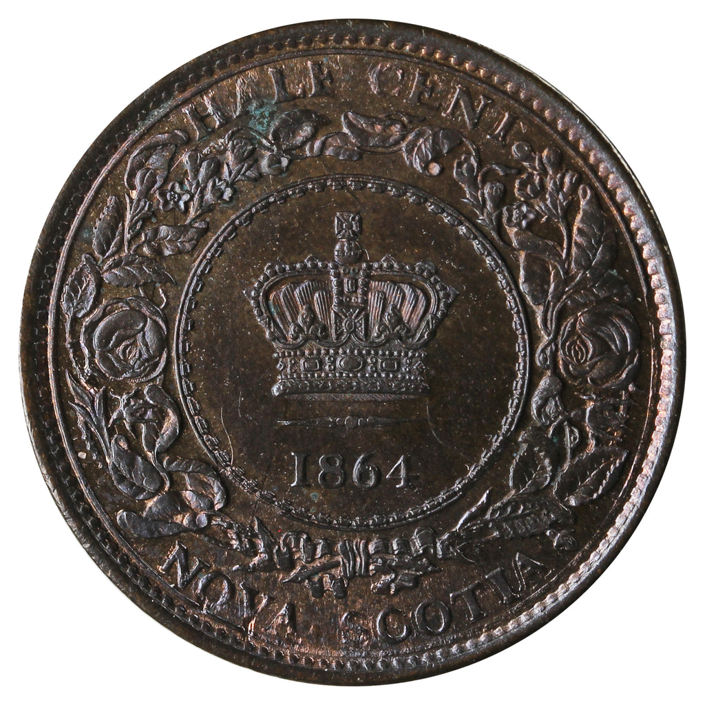 1864 Nova Scotia 1/2 Cent UNC+ (MS62) $