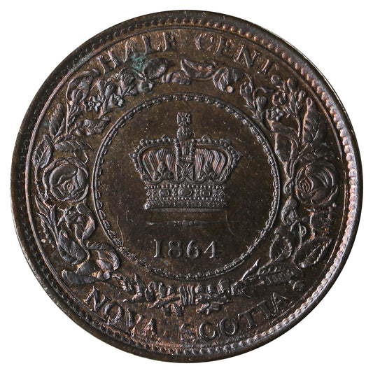 1864 Nova Scotia 1/2 Cent UNC+ (MS62) $