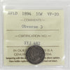 1894 Obv. 3 Newfoundland 10-cents ICCS Certified VF20