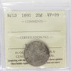 1890 Newfoundland 20-cents ICCS Certified VF20
