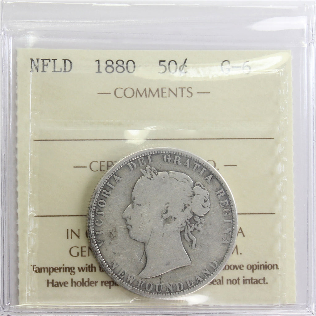 1880 Newfoundland 50-cents ICCS Certified G6