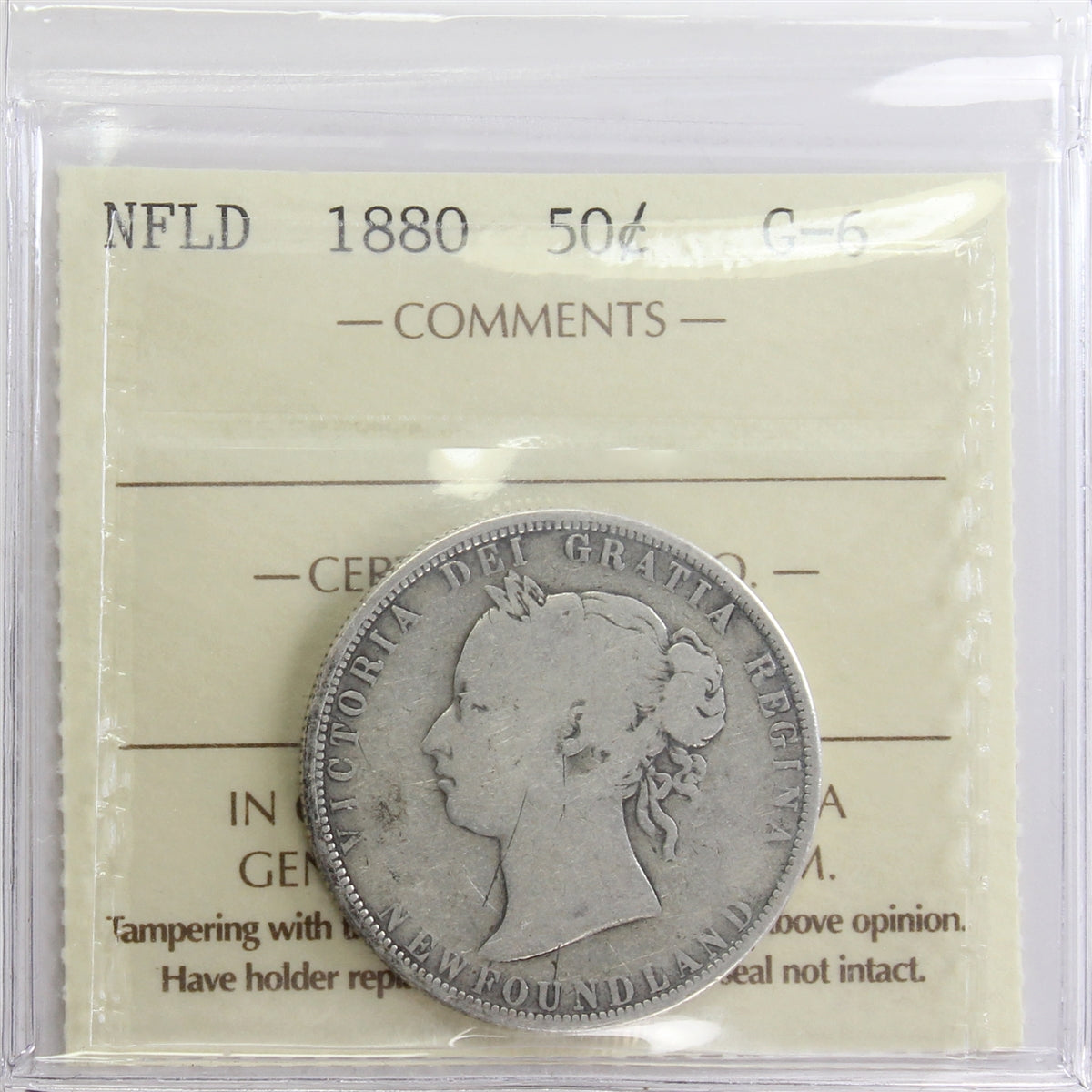 1880 Newfoundland 50-cents ICCS Certified G6