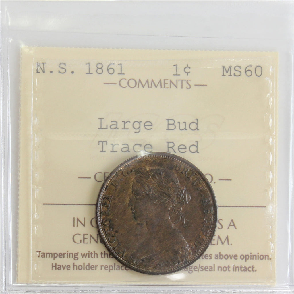1891 Large Bud Nova Scotia 1-cent ICCS Certified MS60 Trace Red