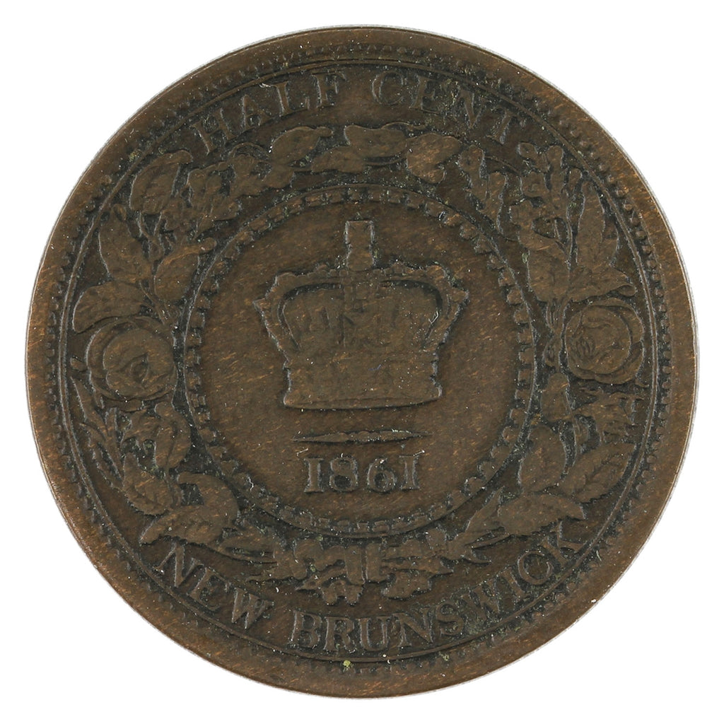 1861 New Brunswick 1/2 Cent Very Fine (VF20) $