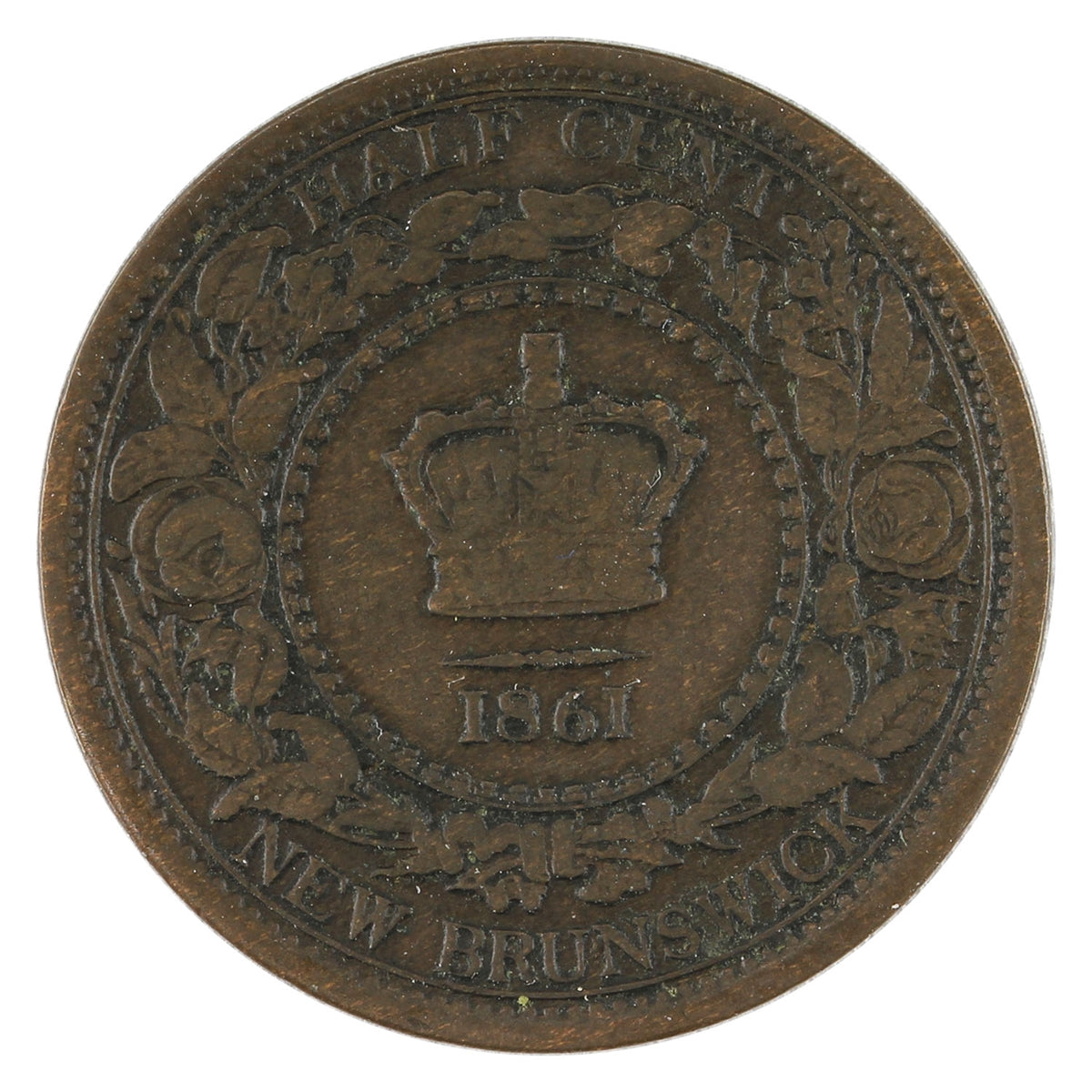 1861 New Brunswick 1/2 Cent Very Fine (VF20) $