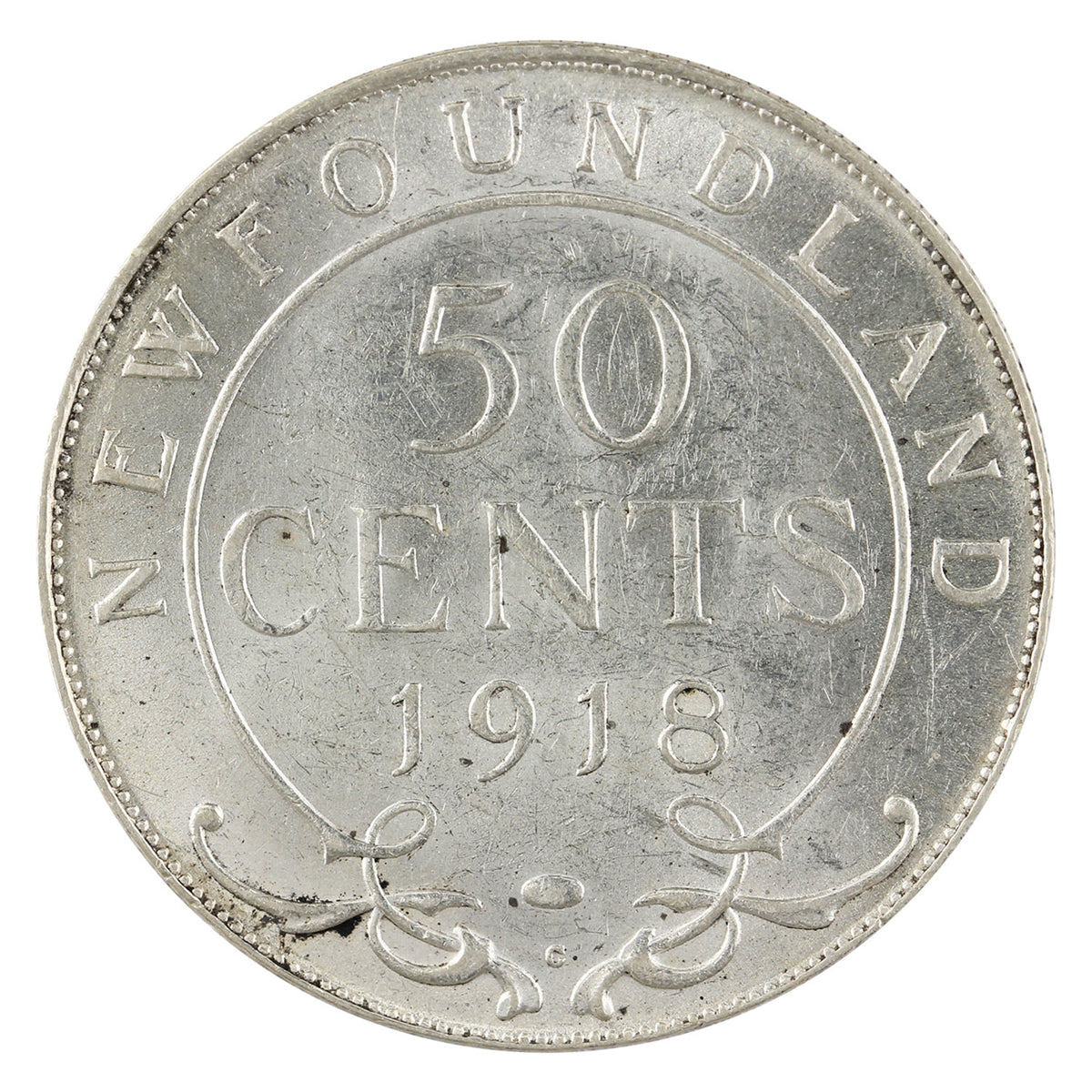 1918C Newfoundland 50-cents Almost Uncirculated (AU50) $