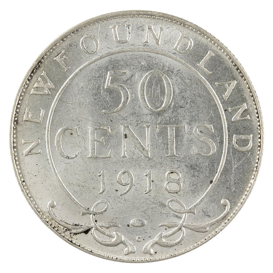 1918C Newfoundland 50-cents Almost Uncirculated (AU50) $