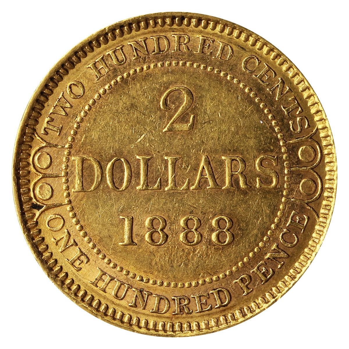 1888 Newfoundland Obv. 3 Gold $2 EF-AU (EF45) $