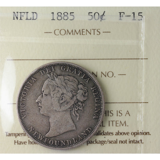 1885 Newfoundland 50-cents ICCS Certified F15
