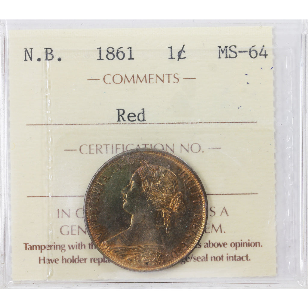 1861 New Brunswick 1-cent ICCS Certified MS64 (EA 069)