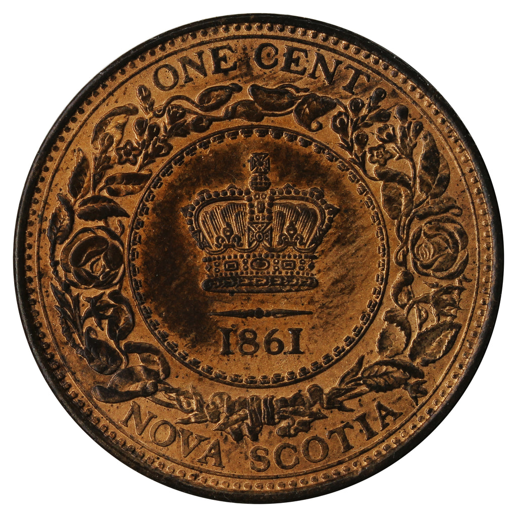 1861 Large Bud Nova Scotia 1-cent UNC+ (MS62) Red & Brown $