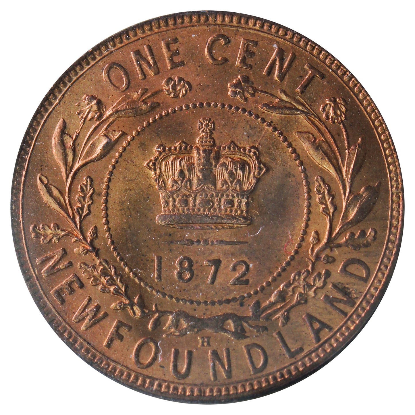 1872H Newfoundland 1-cent ICCS Certified MS-66 (XHT 347) *Scarce*