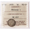 1870 Obv. 1 Newfoundland 5-cents ICCS Certified VG10