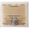 1929 Newfoundland 5-cents ICCS Certified AU50