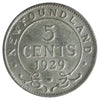 1929 Newfoundland 5-cents ICCS Certified AU50