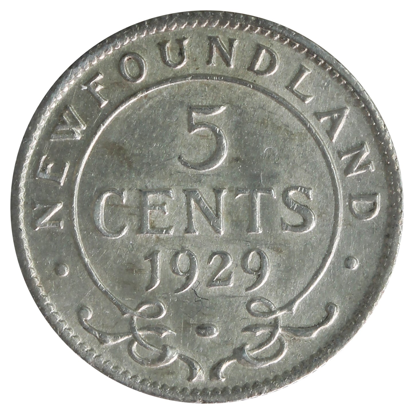 1929 Newfoundland 5-cents ICCS Certified AU50