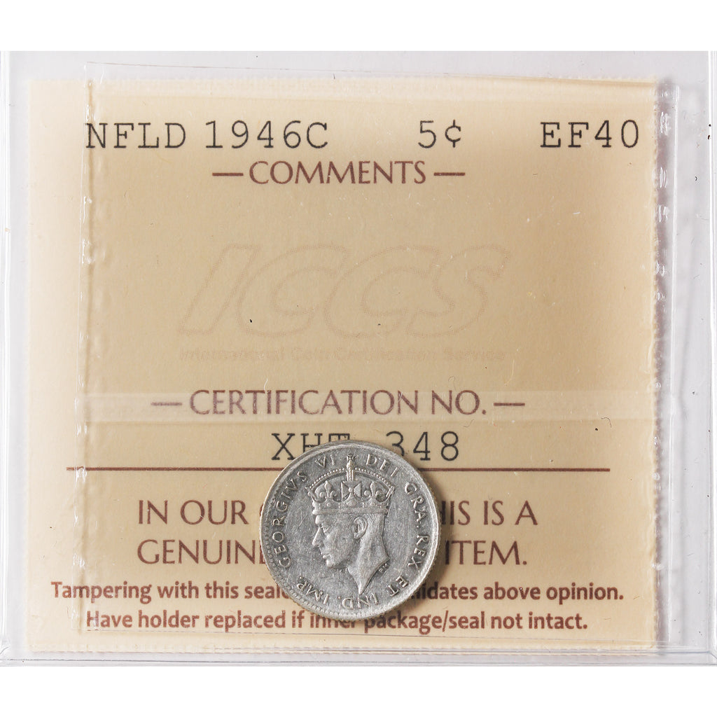 1946C Newfoundland 5-cents ICCS Certified EF40