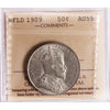 1909 Newfoundland 50-cents ICCS Certified AU55
