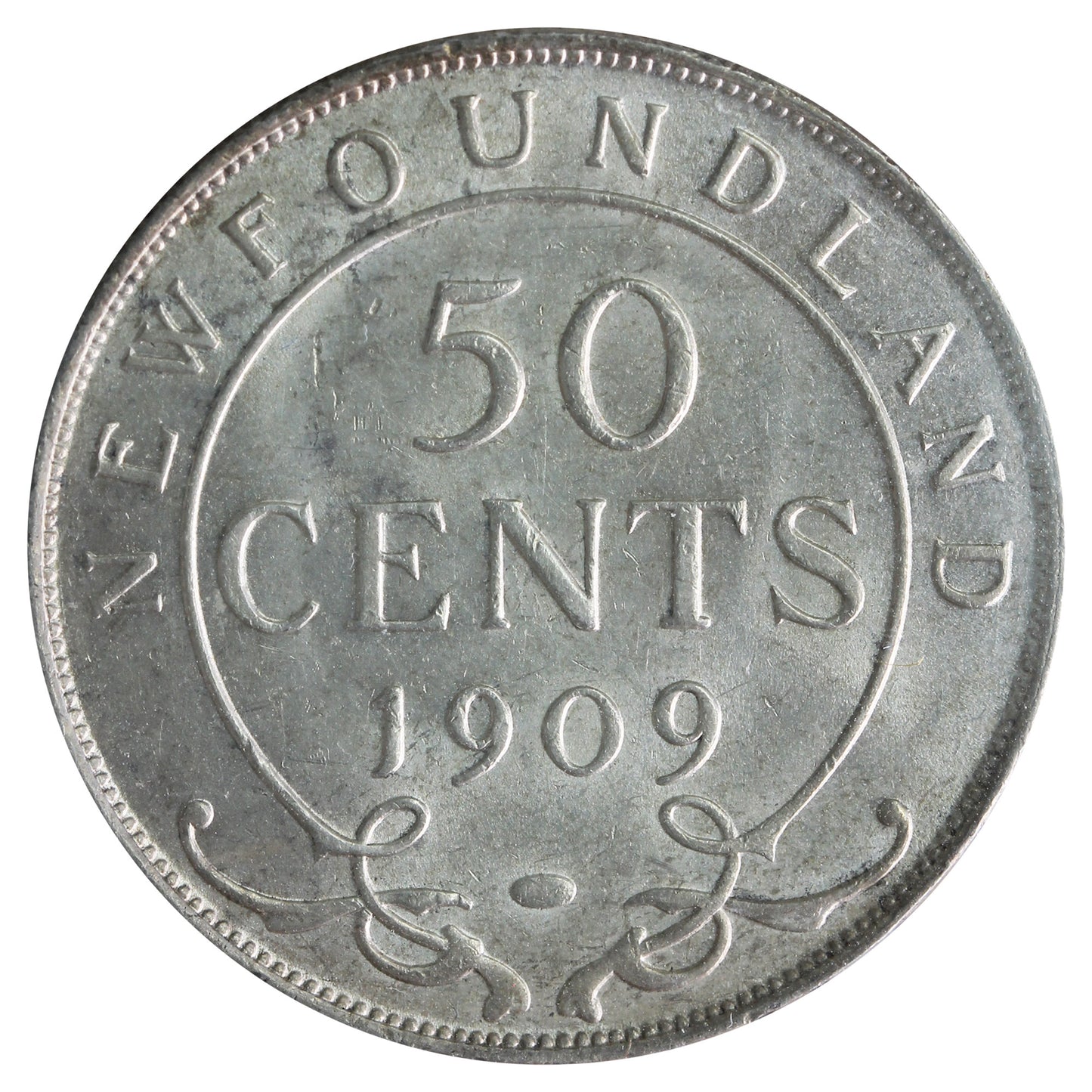 1909 Newfoundland 50-cents ICCS Certified AU55