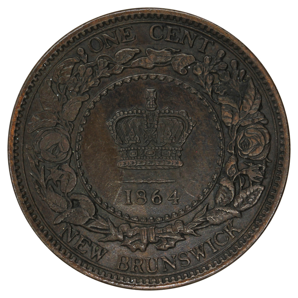 1864 Short 6 New Brunswick 1-cent Almost Uncirculated (AU50) $