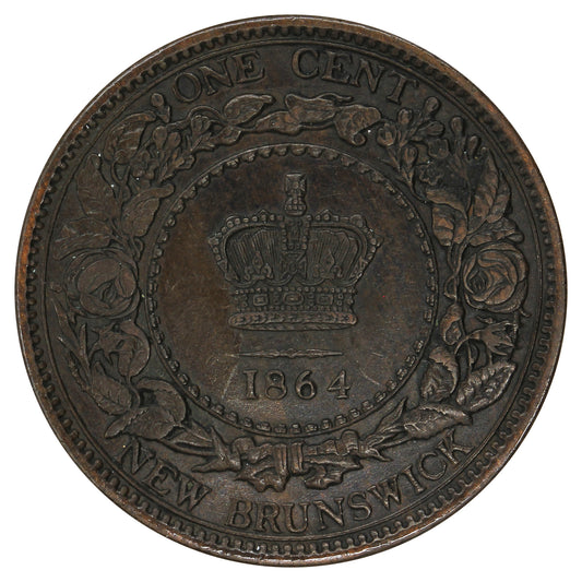 1864 Short 6 New Brunswick 1-cent Almost Uncirculated (AU-50) $