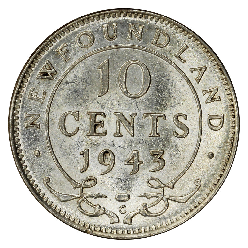 1943C Newfoundland 10-cents AU-UNC (AU-55) $