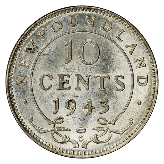 1943C Newfoundland 10-cents AU-UNC (AU-55) $
