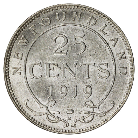 1919C Newfoundland 25-cents AU-UNC (AU55) $