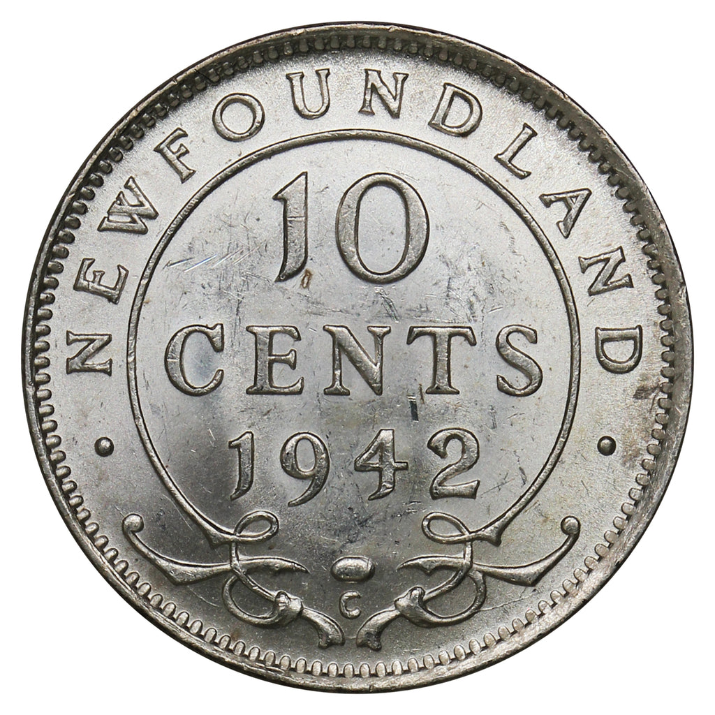 1942C Newfoundland 10-cents UNC+ (MS62) $