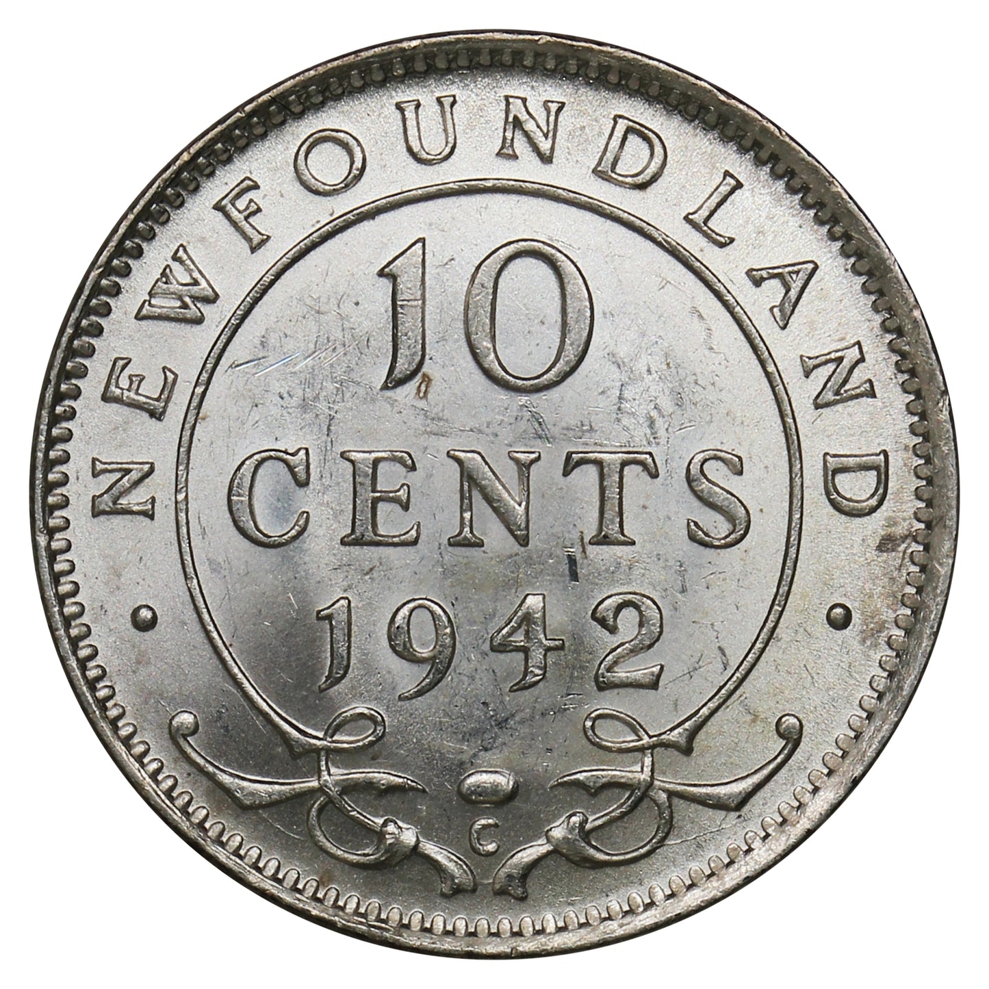 1942C Newfoundland 10-cents UNC+ (MS62) $