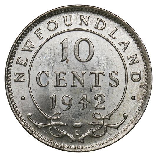 1942C Newfoundland 10-cents UNC+ (MS62) $