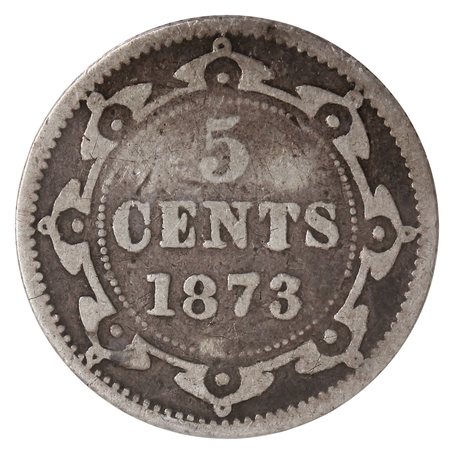 1873 Obv. 1 Newfoundland 5-cents ICCS Certified G4