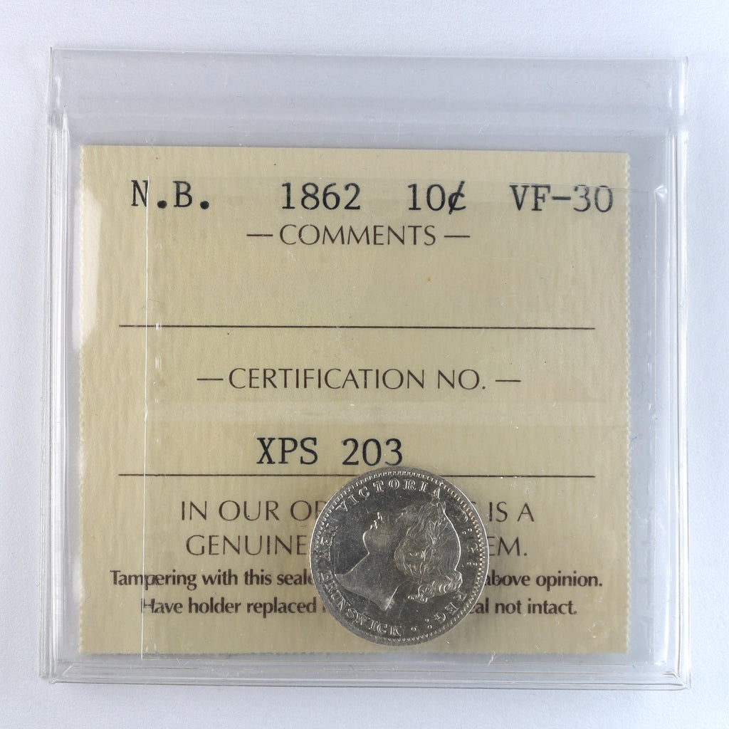 1862 New Brunswick 10-cents ICCS Certified VF30